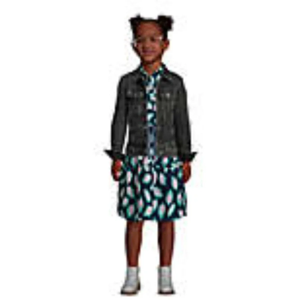 Lands' End Girls Long Sleeve Tie Front Flannel Dress / NWOT / XS